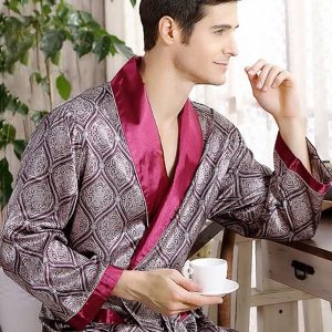 Close Up Peignoir Henry’s Homme Gris Blanc Rayé – Doux, Absorbant, Séchage Rapide, Style Sauna & Voyage